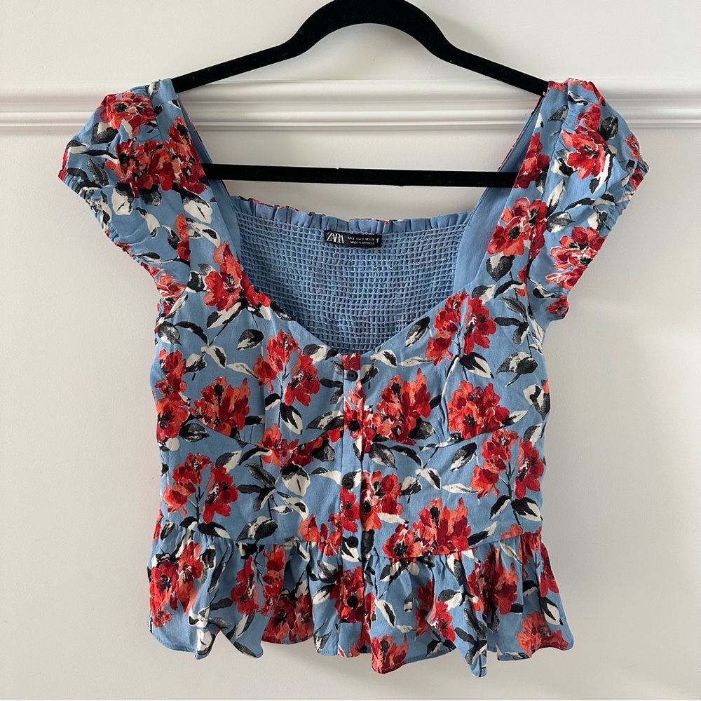 Zara Small Cropped Floral Top